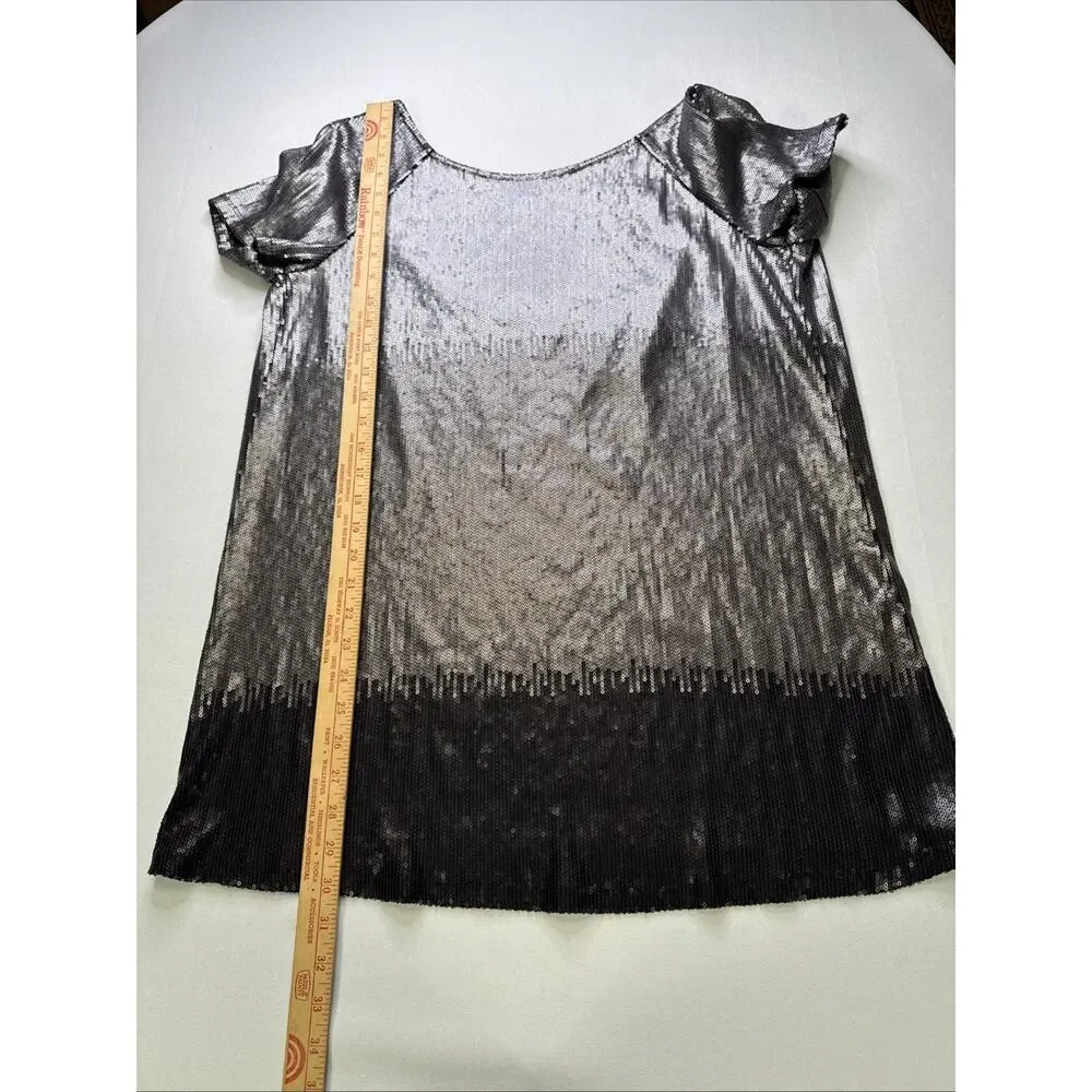 Free People Drenched in Sequins Mini Dress Size S Silver Gunmetal Ombré